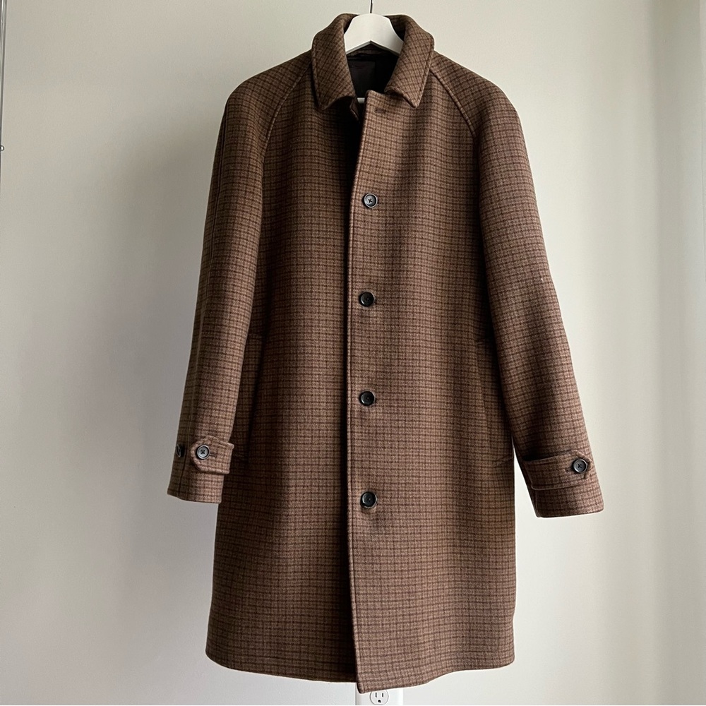 Brooks Brothers Check Brown Top Coat (Size 36R)